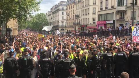 Paris, France: Massive Protests Against Vaccine Passports, Mandates, Lockdowns 7/24/21