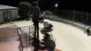 Collab copyright protection - skateboard guy shopping cart jump