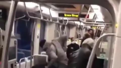 A man asks a male not to smoke a joint on the bus and gets beaten up.