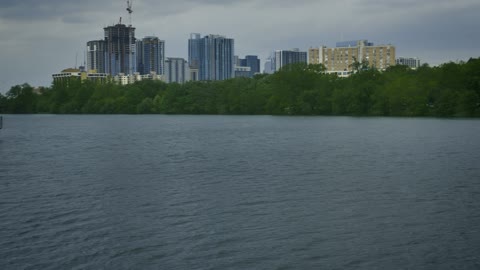 Lake on the outskirts of a big city