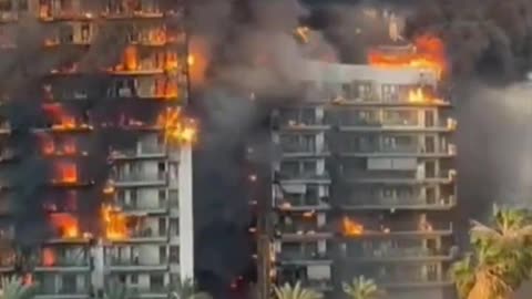 apartment complex caught fire in Valencia, Spain.