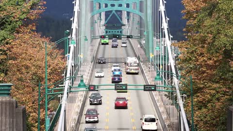 Suspension Bridge Traffic Street Bridge River