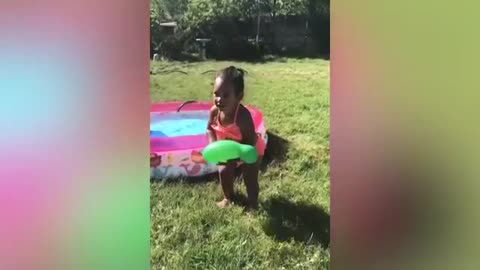 Funny Baby Playing With Water - Baby Outdoor Videos