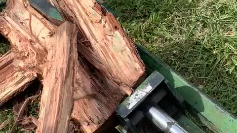 Splitting wood for BBQ