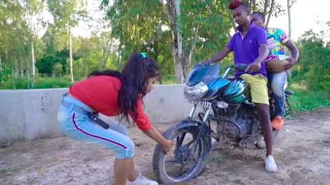 Bike Stuck in Mud then this Happen Funny video Must Watch