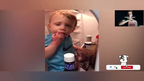 Kid caught eating jelly, inside the fridge...