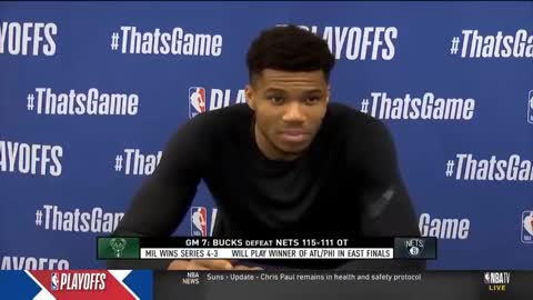 Giannis after the Bucks game 7 win vs Nets: "I almost got emotional because really tried their best"