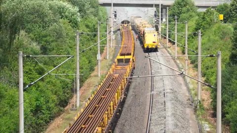 Railway Ballast Cleaning Machine on a high-speed railway line