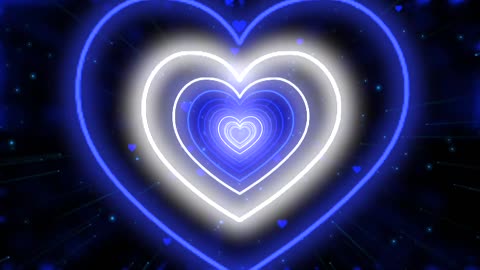 945. Heart Tunnel💙Blue Heart Background Neon Heart Heart