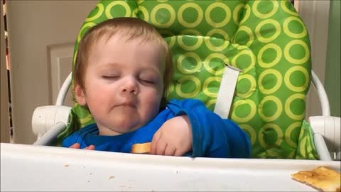 Lovely Baby Fall Asleep While Eating