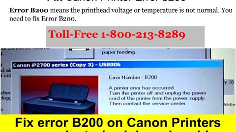 1-800-213-8289 Canon Printer B200 Error