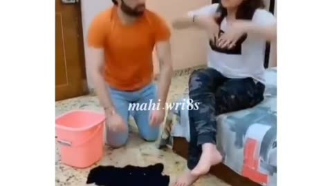 Wife training husbend neat and clean work