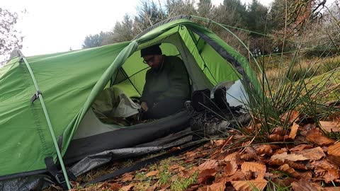 Inside the vango Banshee 300. Winter. Riverside wildcamping. Dartmoor. GoPro.