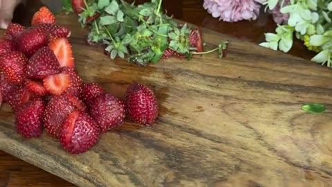 Oatmeal and strawberries! I haven't eaten sugar for a year! Without flour