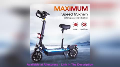 ✅ Electric Scooter Adults 2400W Dual Moter drive e bike, Max Speed to 65km/h, with seat 10 inch tire