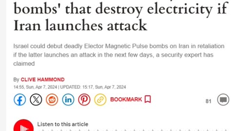 Israel could debut deadly 'EMP bombs' that destroy electricity if Iran launches attack in hours!