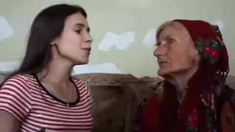 A girl and grandmother nice singing