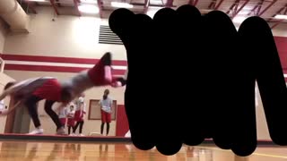 Girl back flips into other girl