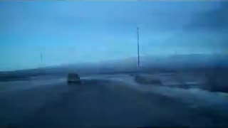 Driving in a winter wind advisory in fairbanks Alaska