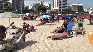 🇧🇷 Chilling at Leblon beach Brazil beach walk 1080P🍹