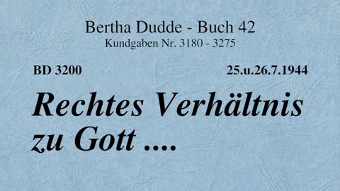 BD 3200 - RECHTES VERHÄLTNIS ZU GOTT ....