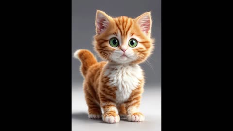 A cute ginger kitten, big and cute eyes