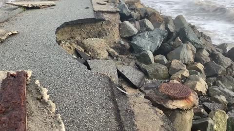 EMPTY ROAD: California Storms Flood Steets And Cause Damage