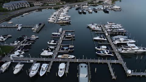 Hamptons Drone 4k Footage Sag Harbor Marina's at sunrise 6/2/21