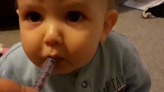 Nine Month Old Boy Already a Pro at Taking His Medication