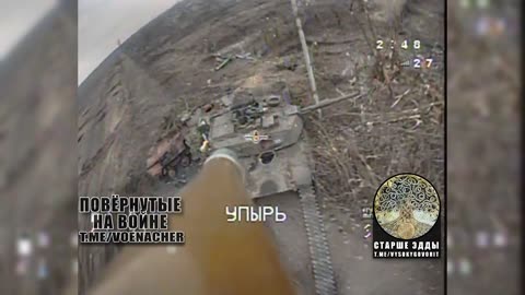 FPV Drone Attacks an Abandoned M1A1 Abrams Tank in the Village of Berdychi