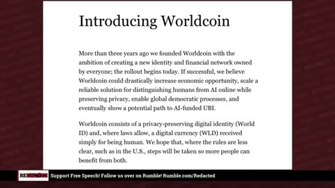 Scan your EYEBALL get free money Meet Worldcoin this is how they will control us (Redacted) -