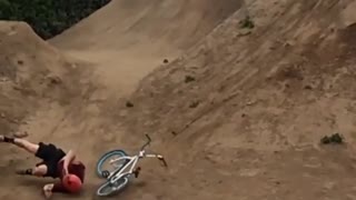 Red shirt black shorts bmx fail