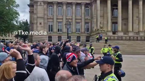 Civil unrest as masked counter protest turns up in mass to enough is enough protest in Bolton
