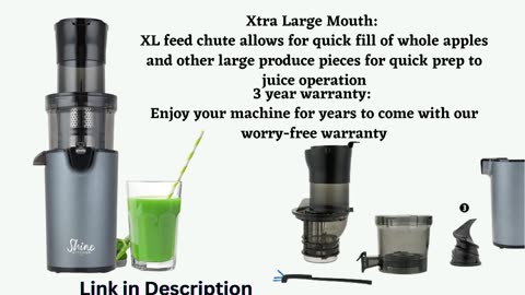 Shine SJX-1 Easy Cold Press Juicer with XL Feed Chute and Compact Body