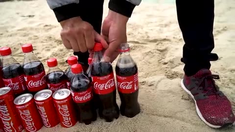 Experiment :Huge variety of coca cola vs Mentos in underground