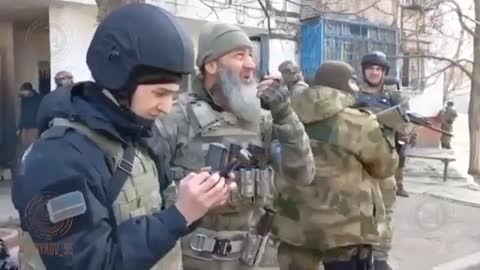 Chechen troops captured Azov Battalion fighters in Mariupol, Ukraine.