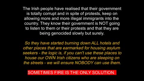 Irish people begin burning down migrant hotels