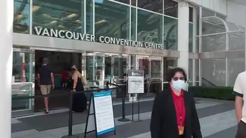 Chris Sky filming a vak seen clinic in Vancouver after immediate adverse reaction