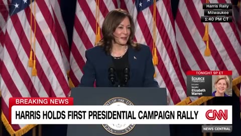 Harris slams Trump at her first presidential rally