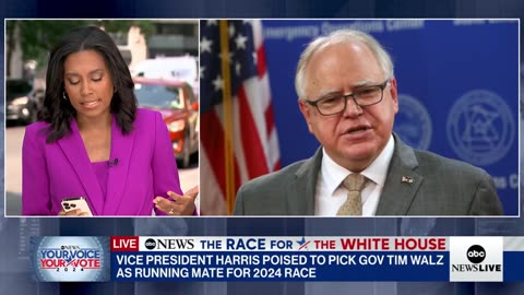 Kamala Harris poised to pick Gov. Tim Walz as running mate