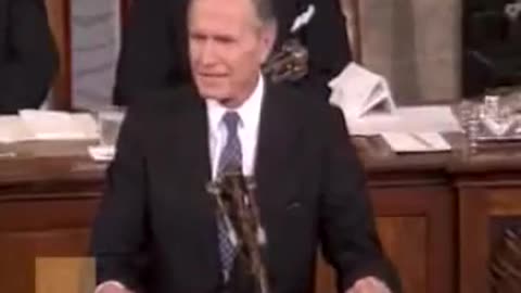 bisexual child molestor George HW Bush announces the New World Order