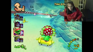 Mario Kart Double Dash!! Star Cup Race On The Sherbet Land Racetrack Gameplay