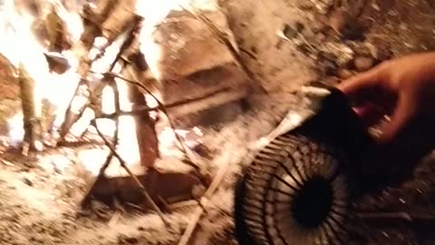 Lighting a fire with a fan