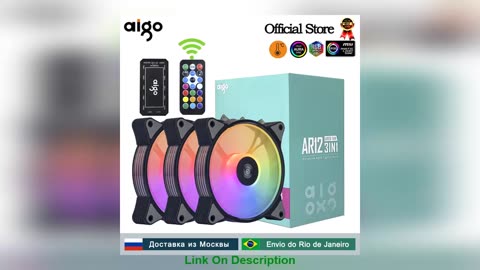 Aigo AR12 120mm pc gamer computer Case Fan RGB 12v