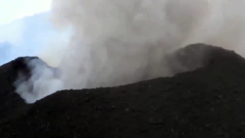 Up-close footage featuring Mount Etna explosion