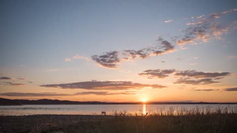 Sunset, lake, beautiful landscape.