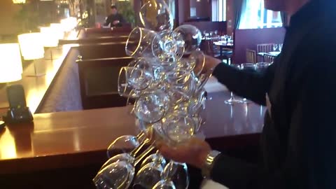 tutorial, how to carry many wine glasses with only one hand