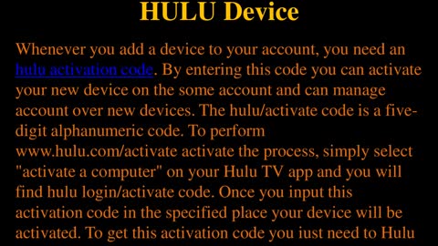 How To Get Activation Code For HULU Device