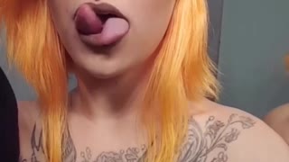 Girl Performs Various Tricks With Her Split Tongue