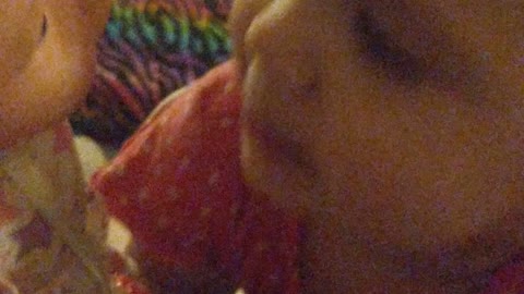 My daughter giving first time kisses